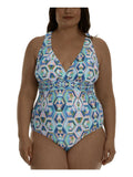 Swimsuit BLANCA Straps Cross LA Multi Control Color 20W, One Tummy Soft Piece Cups Back Removable Surplice Women's Geometric