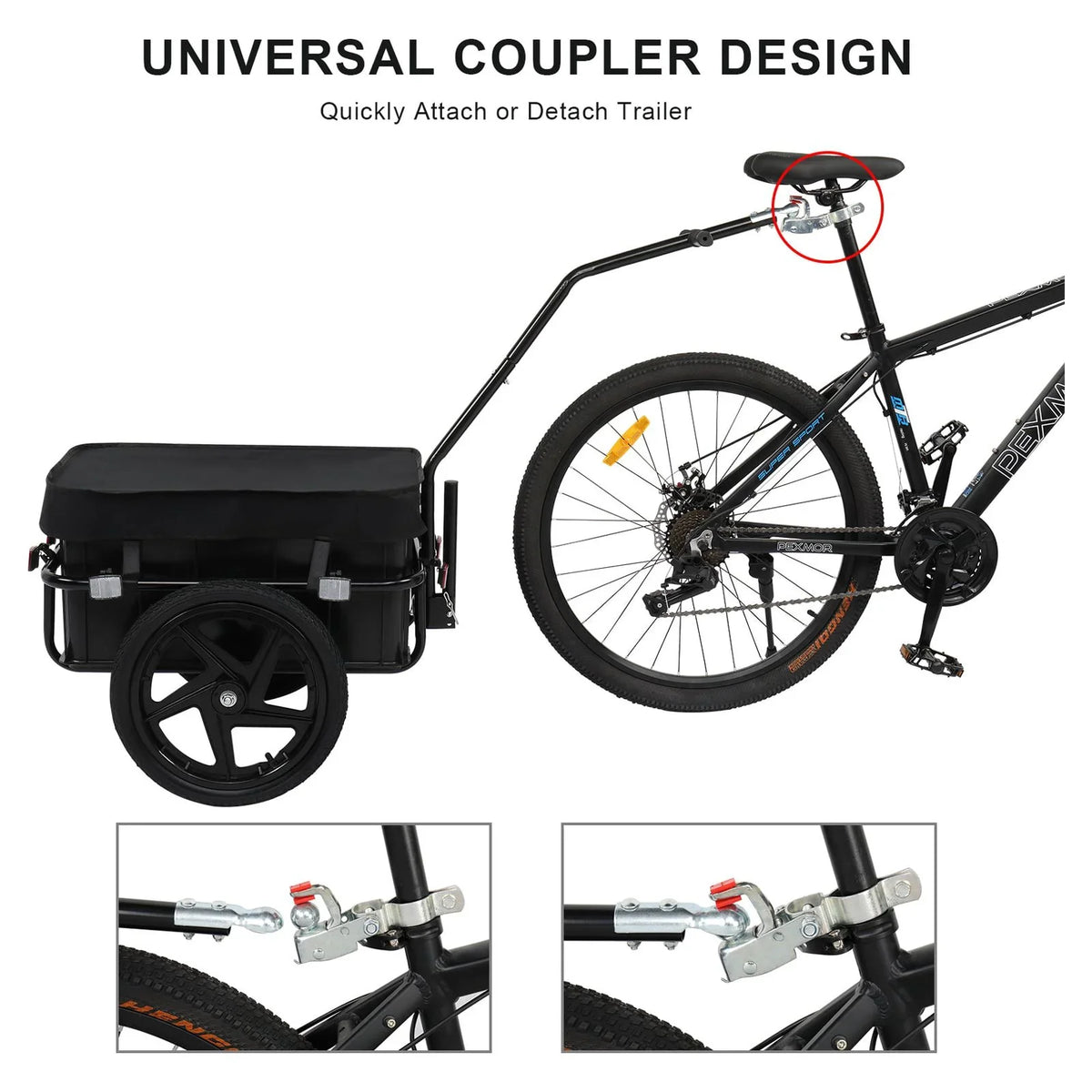Waterproof W/Universal Bicycle Trailer Bike PEXMOR Wagon Coupler Cargo Cover Trailer, &