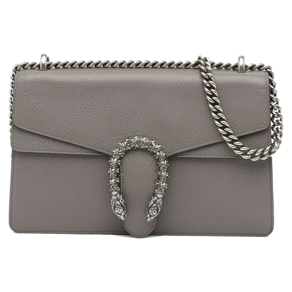 (Good) Dionysus Unisex Authenticated Pre-Owned Shoulder Small Calf Gray Bag Leather