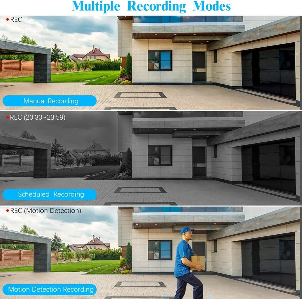 6pcs with 2TB system, Security cameras by System}, pre-installed Home Camera Surveillance 2K OOSSXX Solar 3.0MP {100% Hard solar NVR, Wireless 8-channel Wire-free Drive