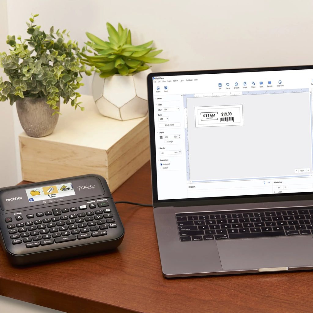 Label Professional (12mm). Black ~1/2” Clear carry Tape PT-D610BTVP with Maker includes Sample 4m on Print Business Label P-touch Connectivity, Brother and case Bluetooth® Connected