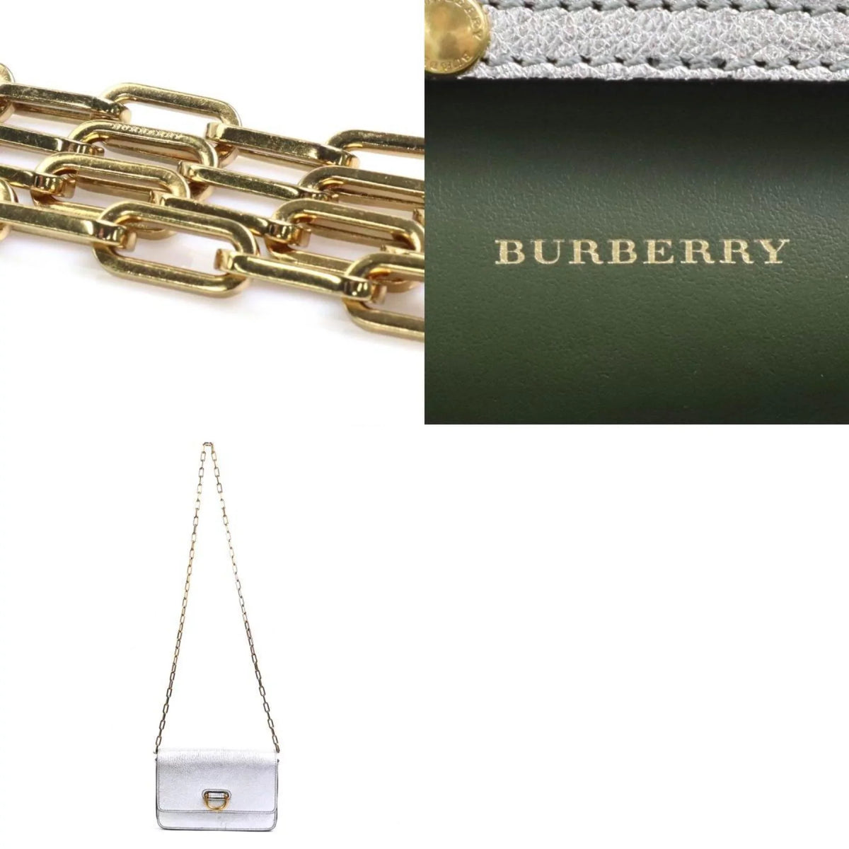 Burberry (Good) diagonal ladies bag Pre-Owned BURBERRY shoulder leather silver