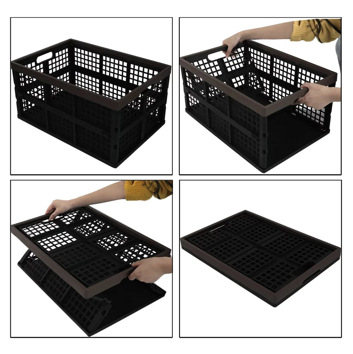 Collapsible Plastic Basket, 42 L Storage 3-Pack Storage Morcte Crates, Folding Stacking