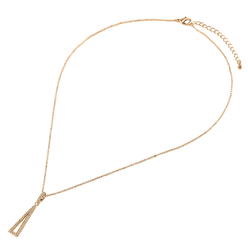 Boutique Pendant Gold Triangle Inc Drop Box Women, for Teens Cubic Zirconia Blue Plated Rose Necklace