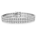 Round set Sterling Essence by Diamond Rows Designer in Silver of Bracelet Artificial Diamonds Brilliant Set with Three Prong