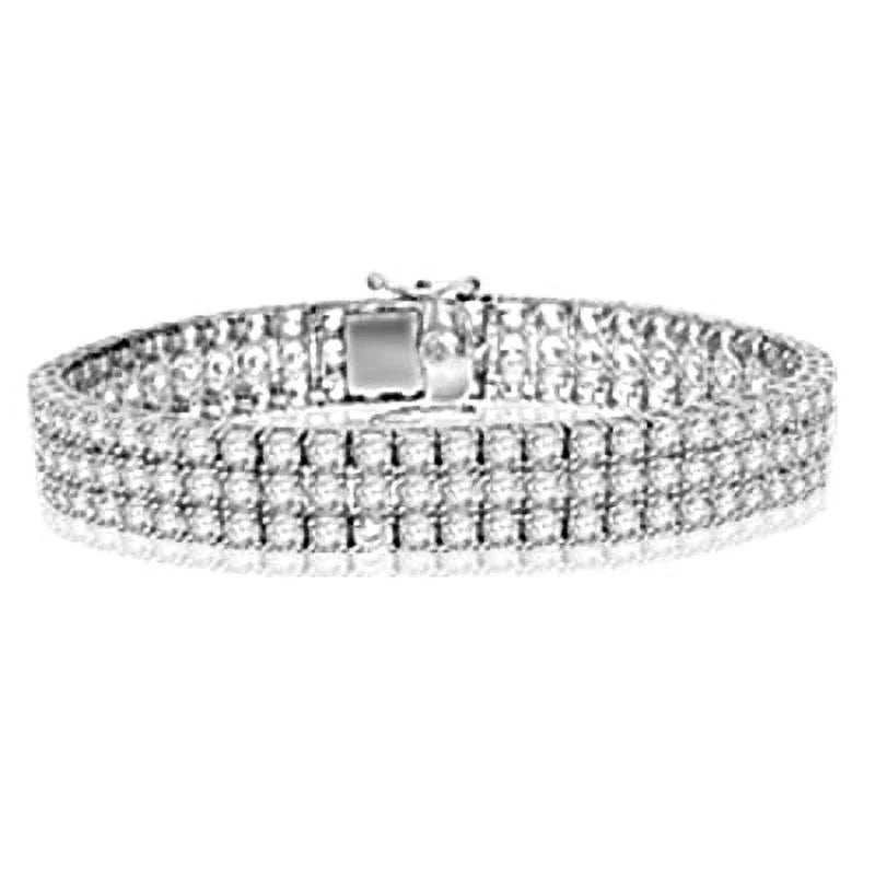 Round set Sterling Essence by Diamond Rows Designer in Silver of Bracelet Artificial Diamonds Brilliant Set with Three Prong