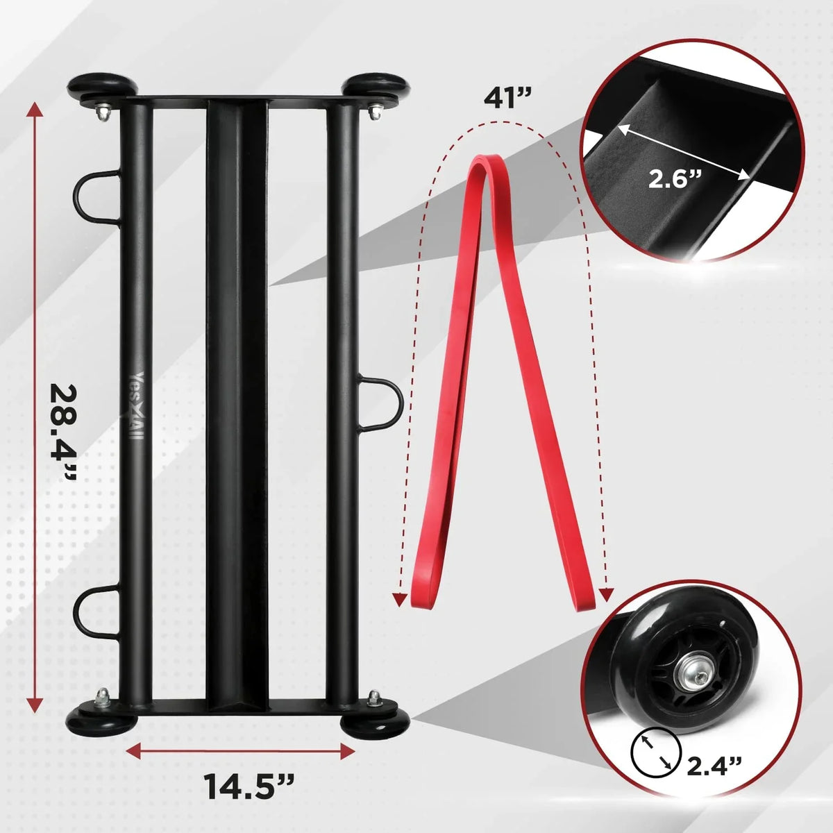 Wheels Booty Building,Black Glute Ham Glider, Yes4All Glute Gym Home Fitness, for Exercise Hamstring,