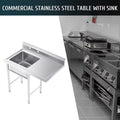 Steel w Backsplash Utility Drainboard Stainless Strainer for Kitchen Commercial Sink Wilprep Bar
