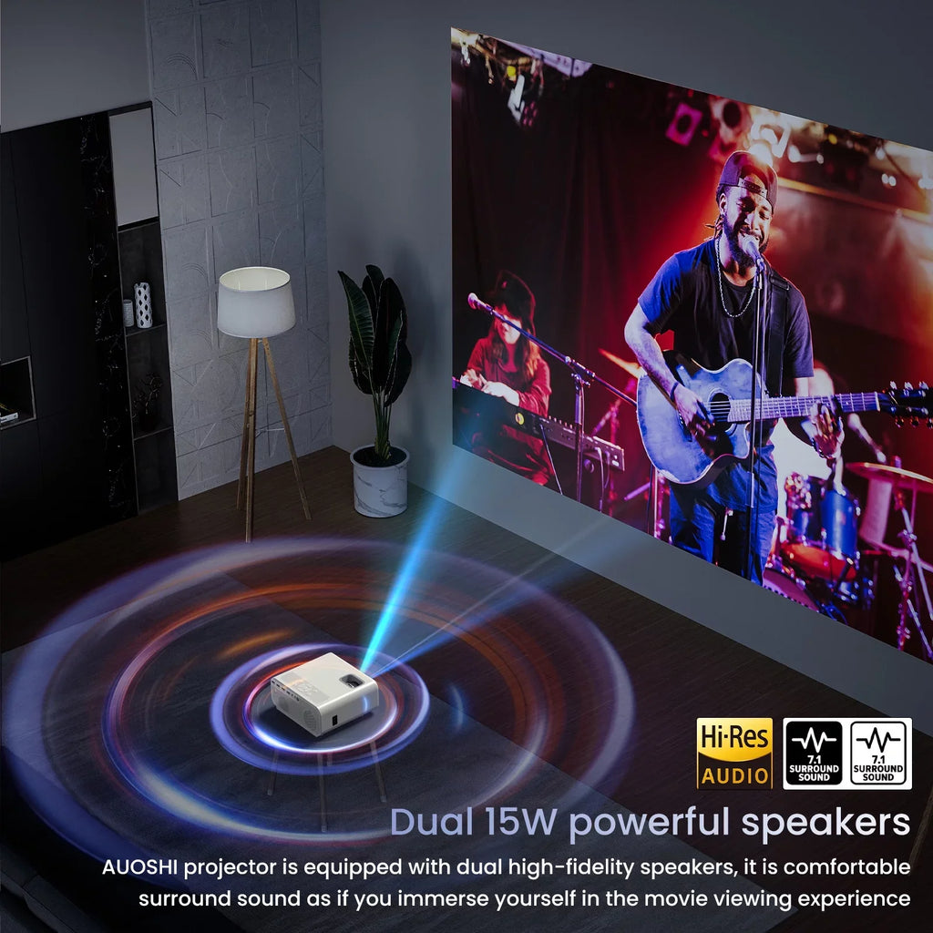 Movie Projector Theater with Bluetooth, and , AUOSHI Projector For Home Projector 5G/2.4G 1080P exterior , Video Portable Support 4K 12000LM Wifi Mini Projector