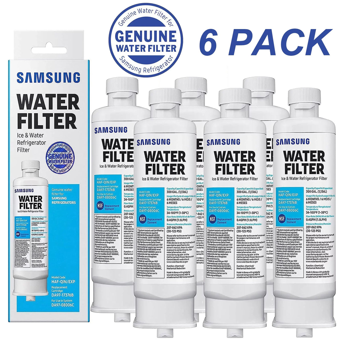 Pack liquid of DA9717376B Refrigerator HAF-QIN/EXP HAF-QIN, 6 Filter RF23M8070SG DA97-17376B