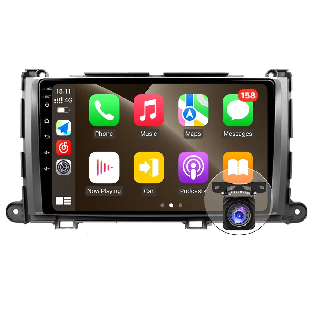 For Bluetooth CarPlay Screen WiFi Android Radio, Radio Stereo with Sienna 2+32G Wireless 9 Support Link Auto Android Mirror Toyota Car Inch Roinvou GPS Car Touch 2011-2014