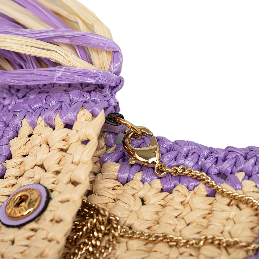 (Good) Natural Authenticated fabric Bag Purple Intreccio Fendi Raffia Baguette Pre-Owned Crossbody Pico Unisex