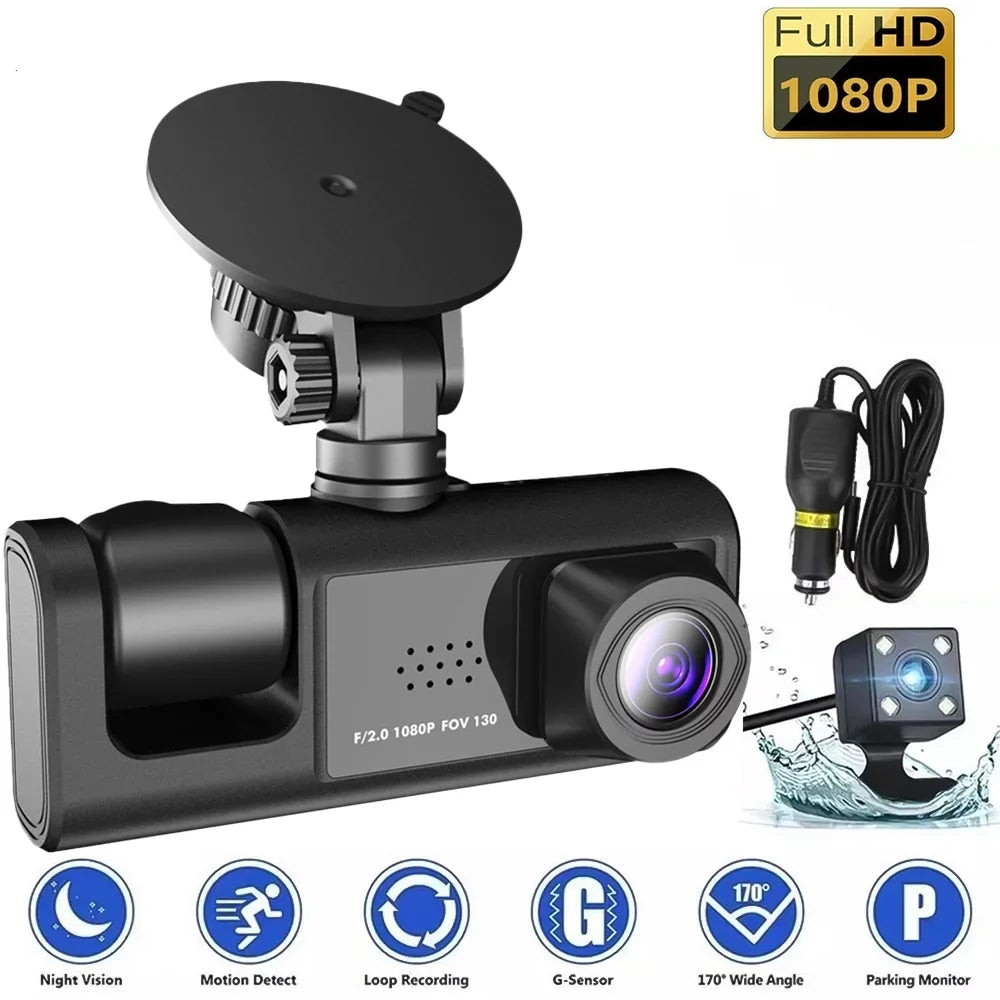 Dash Recorder Car 1080P Kepeak Camera HD G-Sensor Dual Lens Video Front/Rear/Inside Cam