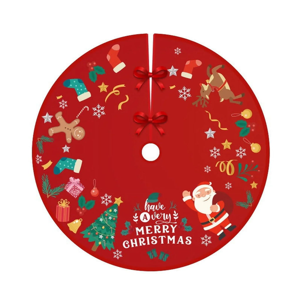 Indoor Party Gold Mat Christmas Tree Skirt exterior for Skirt Snow Holiday Tree Ornaments Tree Soft with Plush Pattern Decorations Red 36 and Christmas Inches