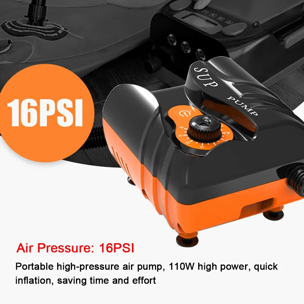 moobody Board Paddle Inflator 16PSI Electric 110W for Pressure Pool Boat Air High Portable Pump Inflatable