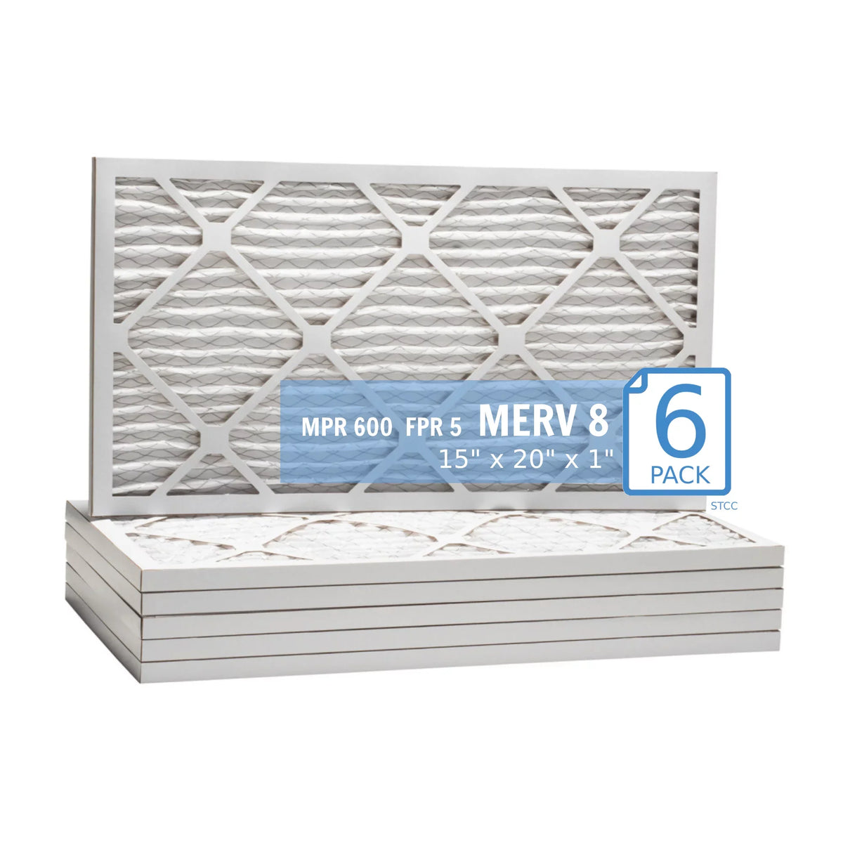 Hi-E 15x20x1, Extended 8, Mechanical MERV Filter, (6 40 Pleated Purolator Pack) Surface Air