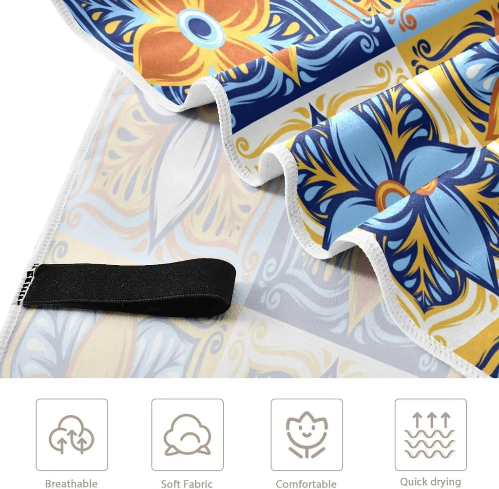 Free Yoga Pool Towel, Dry Multipurpose Towel Bestwell 30”X60” Oversized Bath Swim Towel Beach Blanket, Towel Lightweight Quick Thin Microfiber Talavera Mexican Shower Sand