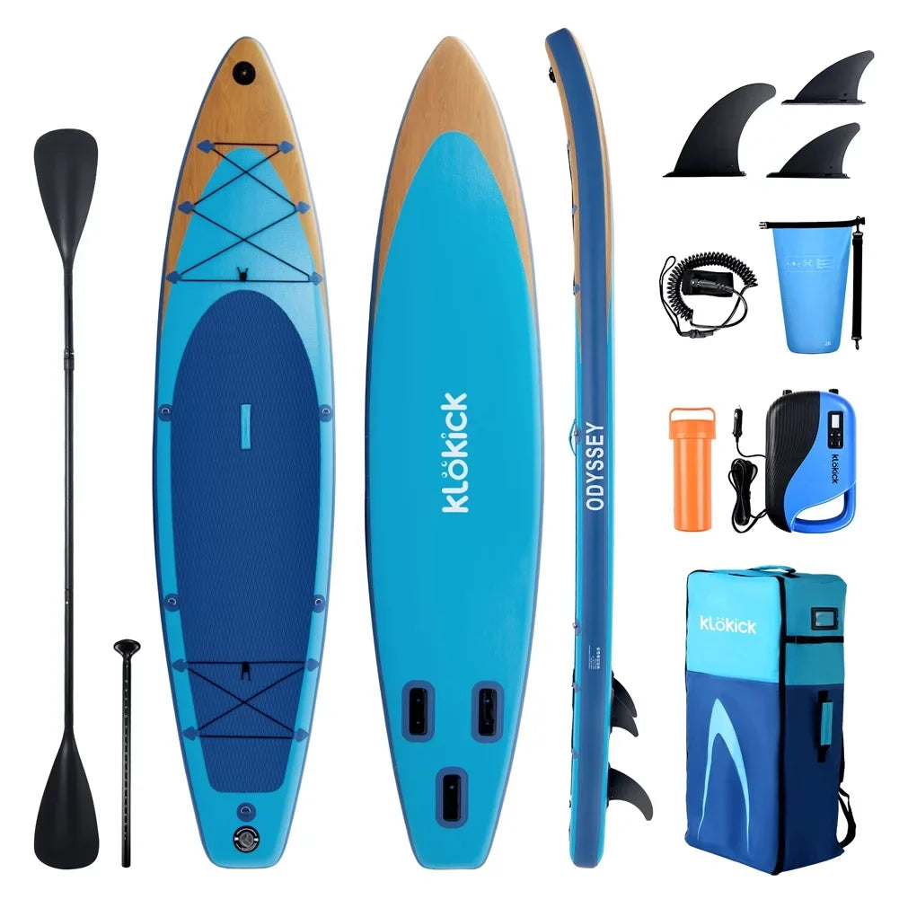 Inflatable with Pump, Premium (12' Paddle Air Fin, x ft 12 32'' 6'') ELECTRONIC x Leash, SUP KLOKICK