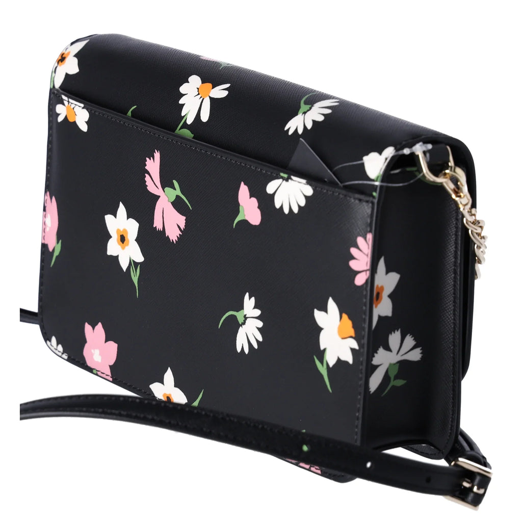 Black Spade Floral Convertible Flap KF441 Waltz Crossbody Kate Madison