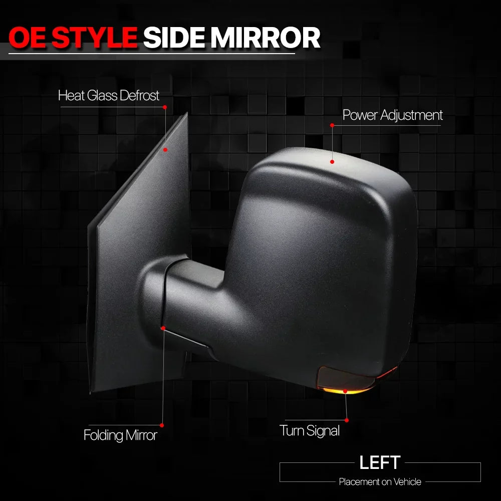 Turn Heated+Power Driver Mirror For 14 10 Operated Savana Left with View 09 Door 13 Espejos 15 Door 2008-2018 Signal Side 16 17 Chevy 12 11 Express/GMC Rear