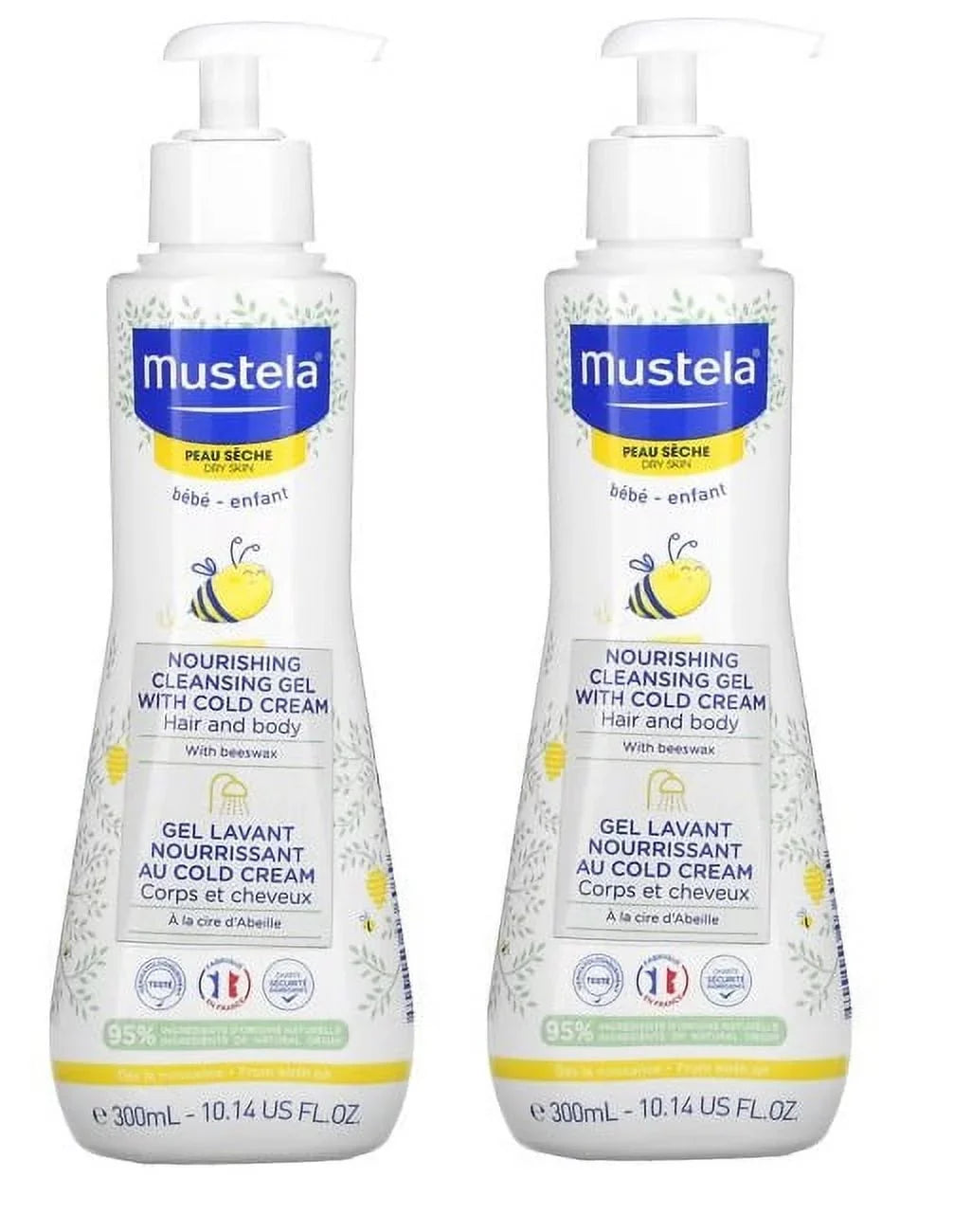 oz, - For Hair 2-pack Cold Cleansing Gel Cream Dry Body Mustela Skin with Nourishing 10.14 Baby &
