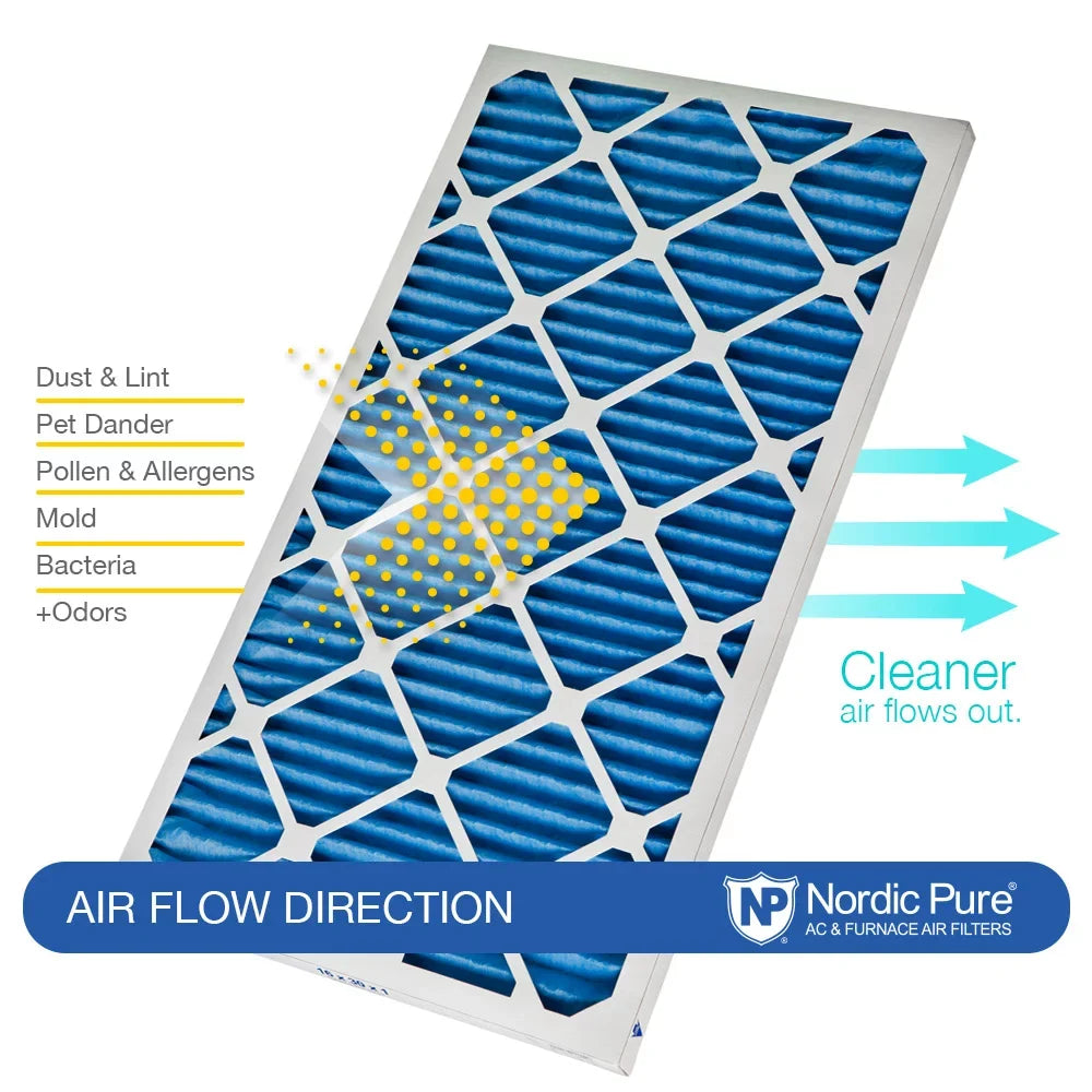 Nordic Pure Filters Pleated 7 16x16x1 Plus 6 MERV Air Carbon Pack