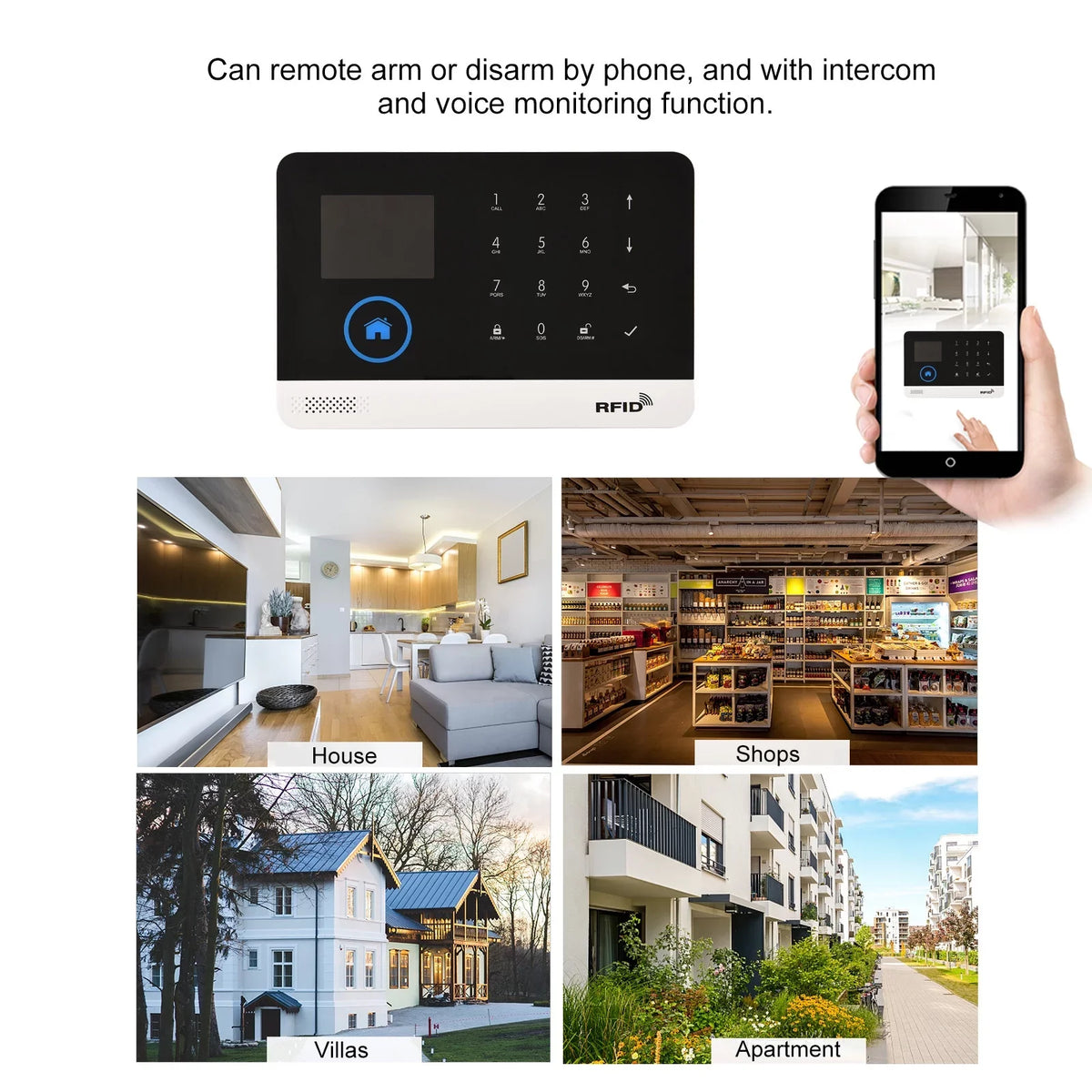 Auto-dial WIFI Motion Control Home Door System APP with Sensor Control Wireless Voice Smart 433MHz Remote Phone PIR Burglar GSM Display LCD Alarm + System Compatible Alarm Home Sensor