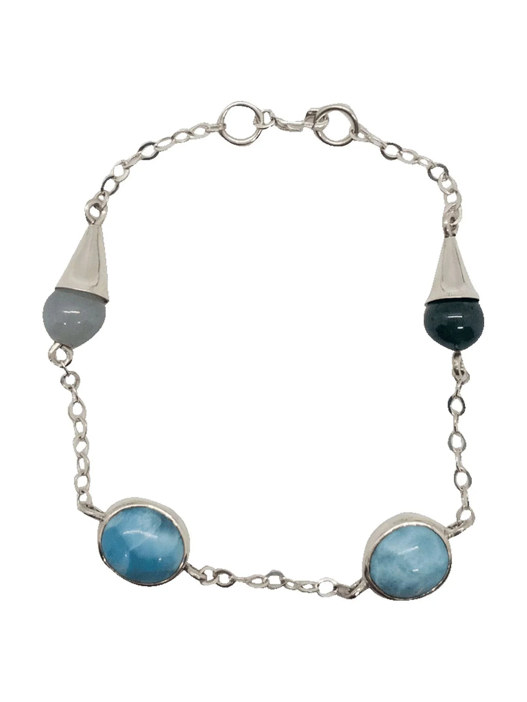 Silver Bracelet and 925 Sterling Handmade Larimar Women Jade