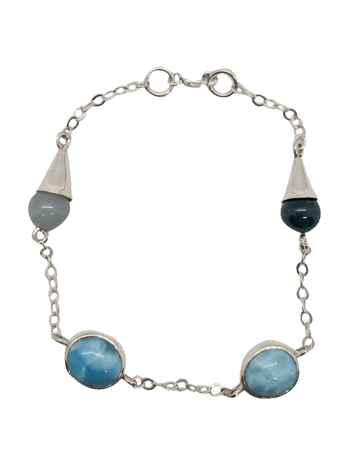 Silver Bracelet and 925 Sterling Handmade Larimar Women Jade