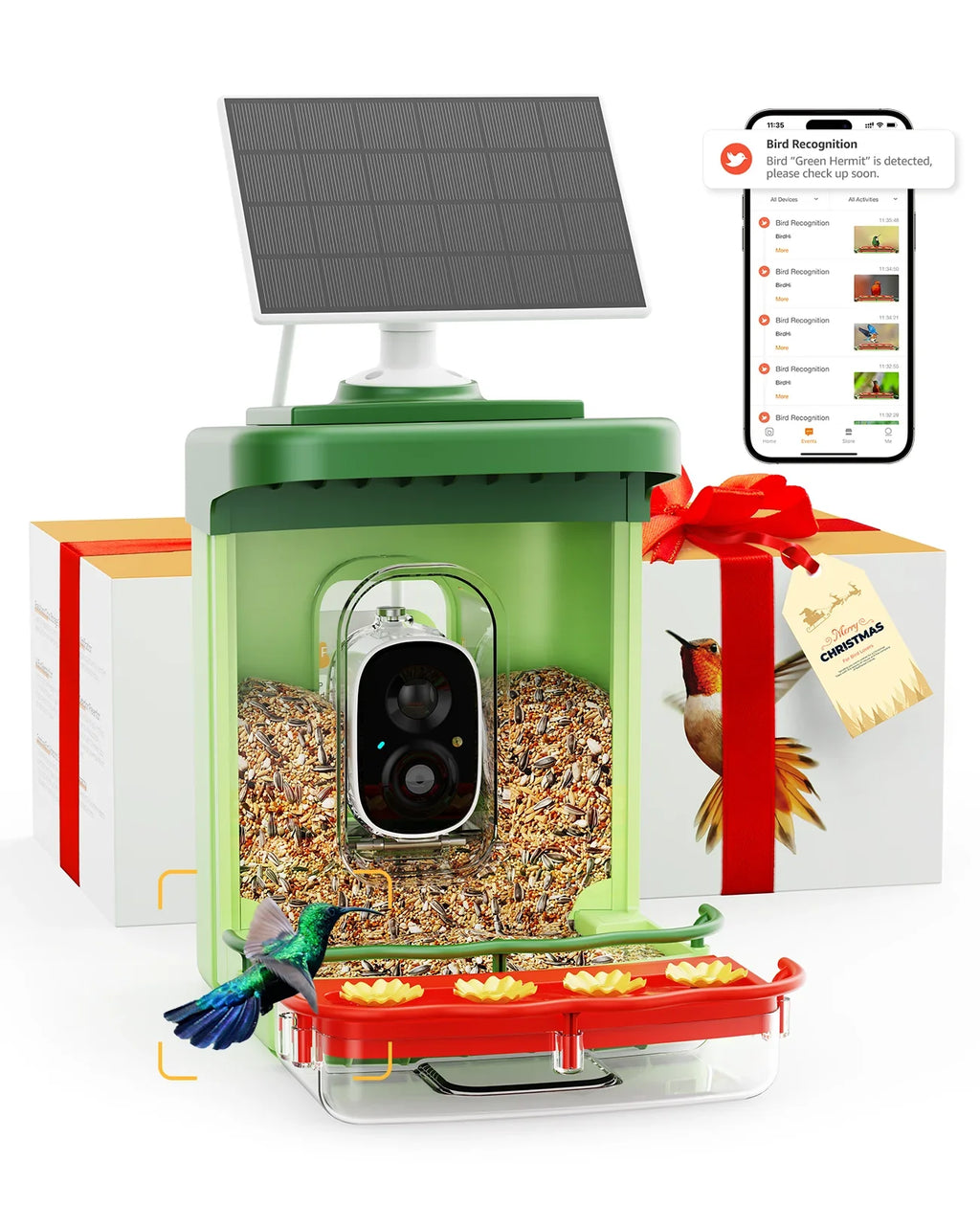 Gift Auto Species, Bird 3MP AI of Feeders Ideal with with 1 Birds Camera Feeder with Camera, Anyone Bird HD Identify Hummingbird for 2 Unique Camera, Capture in Close-Ups