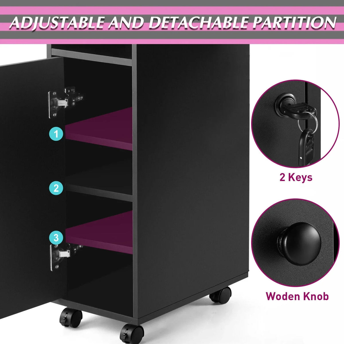 Hand Electric Station Artist Wrist Cushion, Wheels, Drawers, with Lockable Shelves Table Beauty Nail Black Manicure Desk Downdraft Vent,