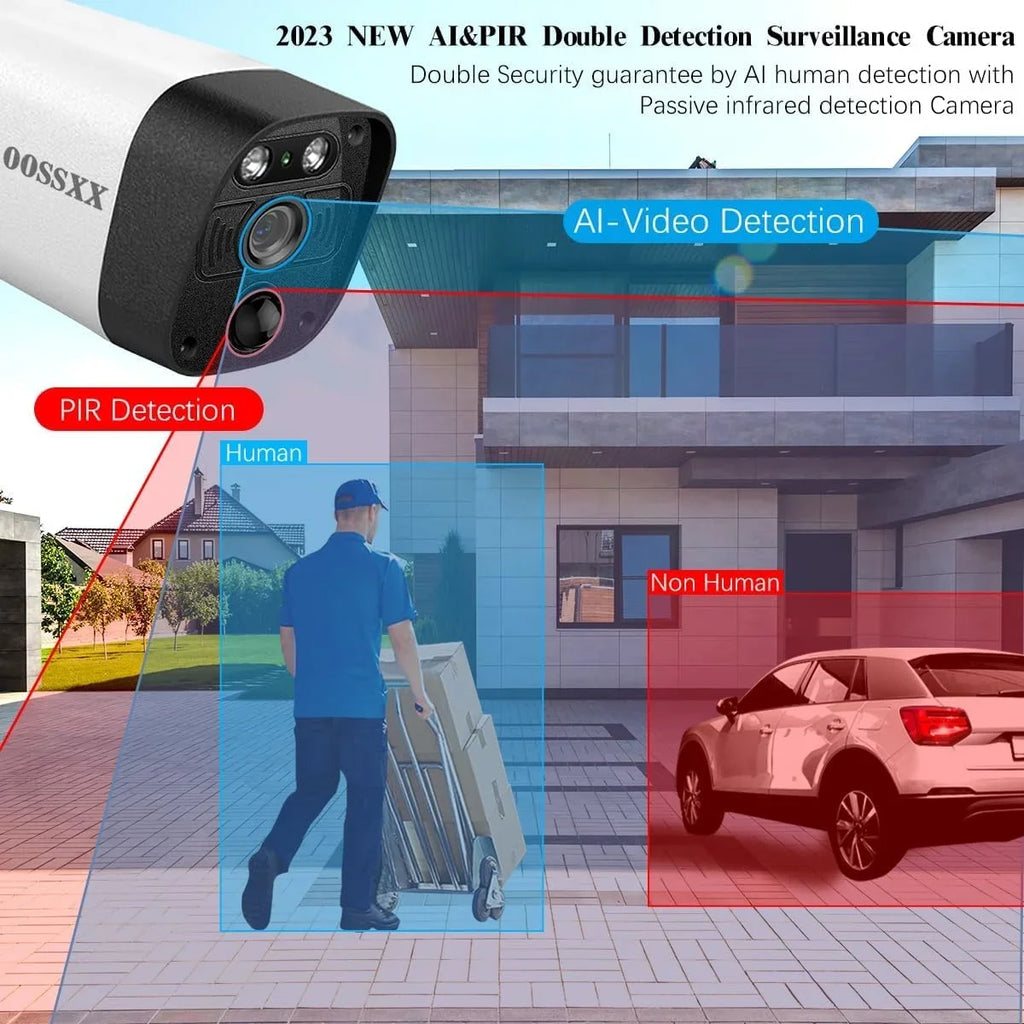 6pcs with 2TB system, Security cameras by System}, pre-installed Home Camera Surveillance 2K OOSSXX Solar 3.0MP {100% Hard solar NVR, Wireless 8-channel Wire-free Drive