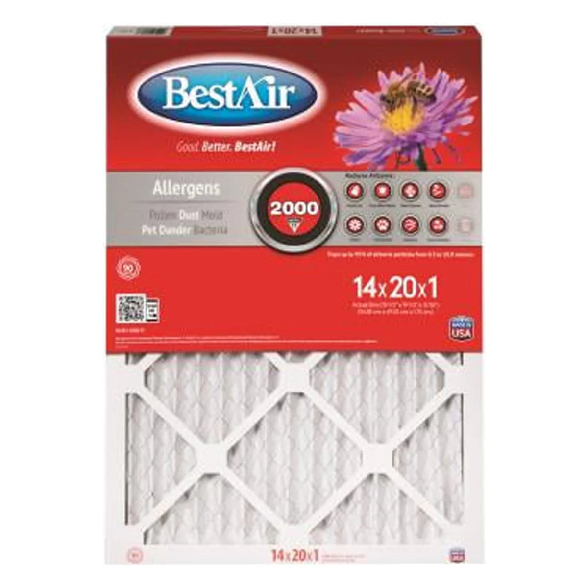 BestAir 14x20 MERV In. x B1-1420-11-6 1 Days - Furnace 11 6 Filter, 90 Quantity