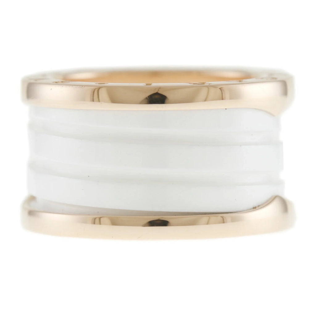 B B-zero.1 Ring BVLGARI 18K Zero 4 Pre-Owned White Ceramic Women's No. 10 Bvlgari Band (Good) One