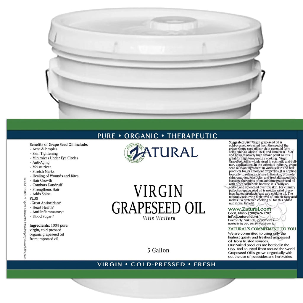 Virgin, (1 Seed Gallon)) 100% Ounce Pure Grape Undiluted, Pressed, GrapeSeed Oil-Cold (128 Oil