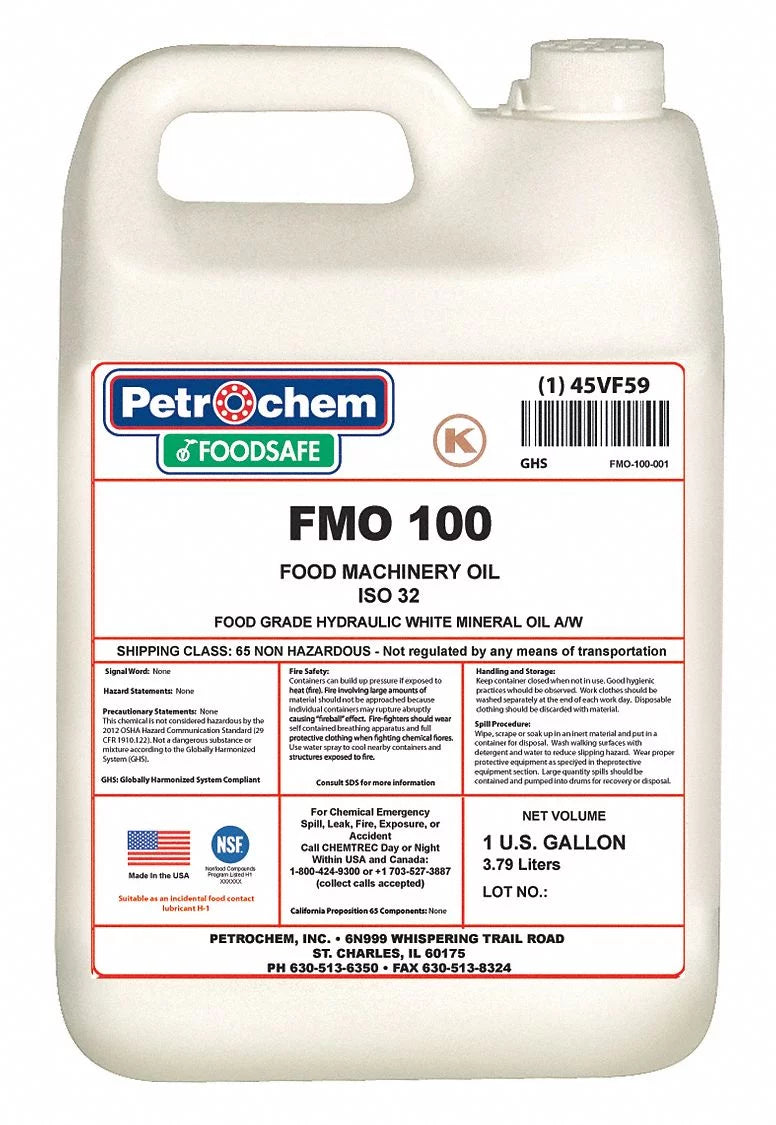 100-001 Hydraulic Petrochem Oil,1 gal.,Jug,ISO FMO 100