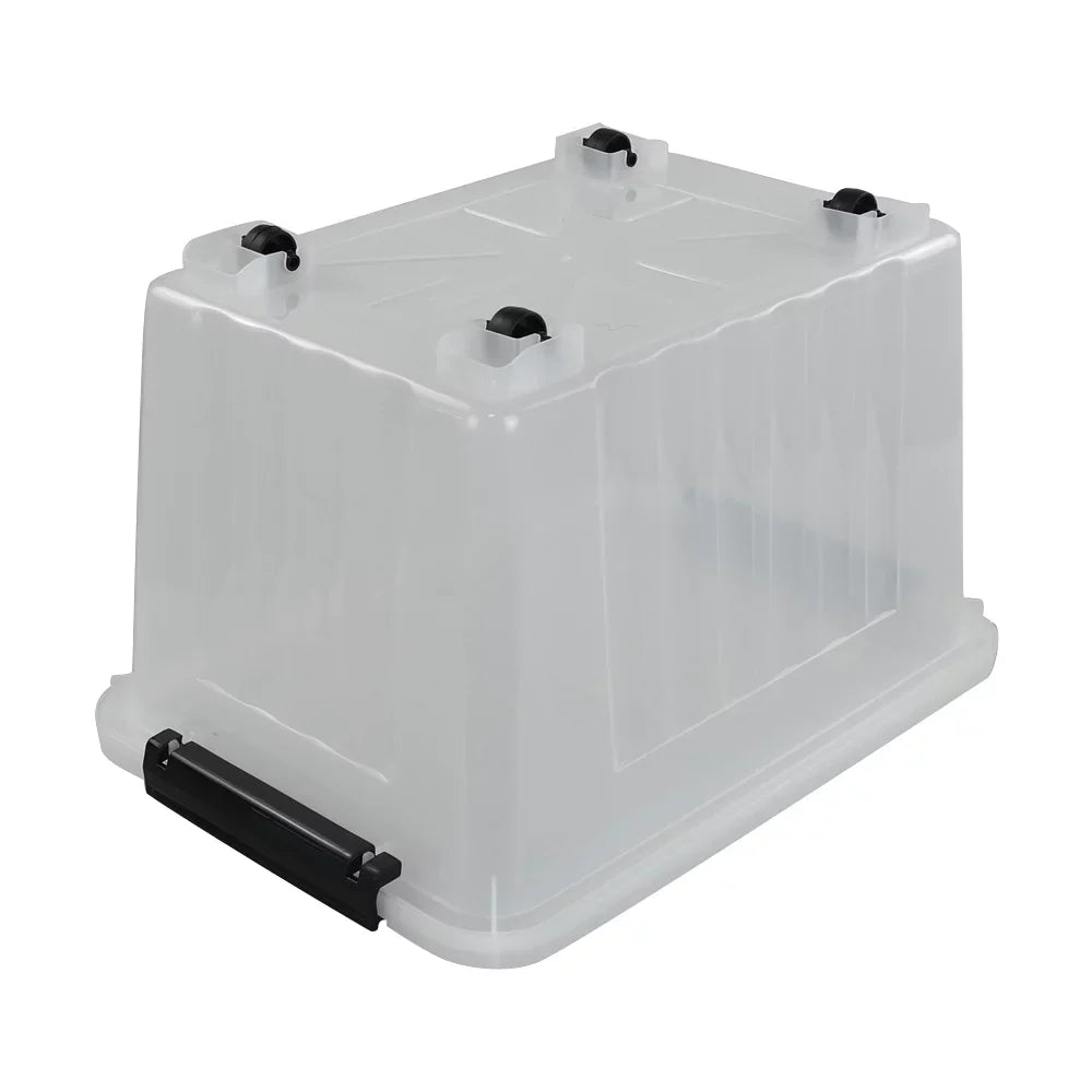 Large Box, L with Bin Storage Clear Plastic Latch 30 Wheels Kekow Storage 4-Pack