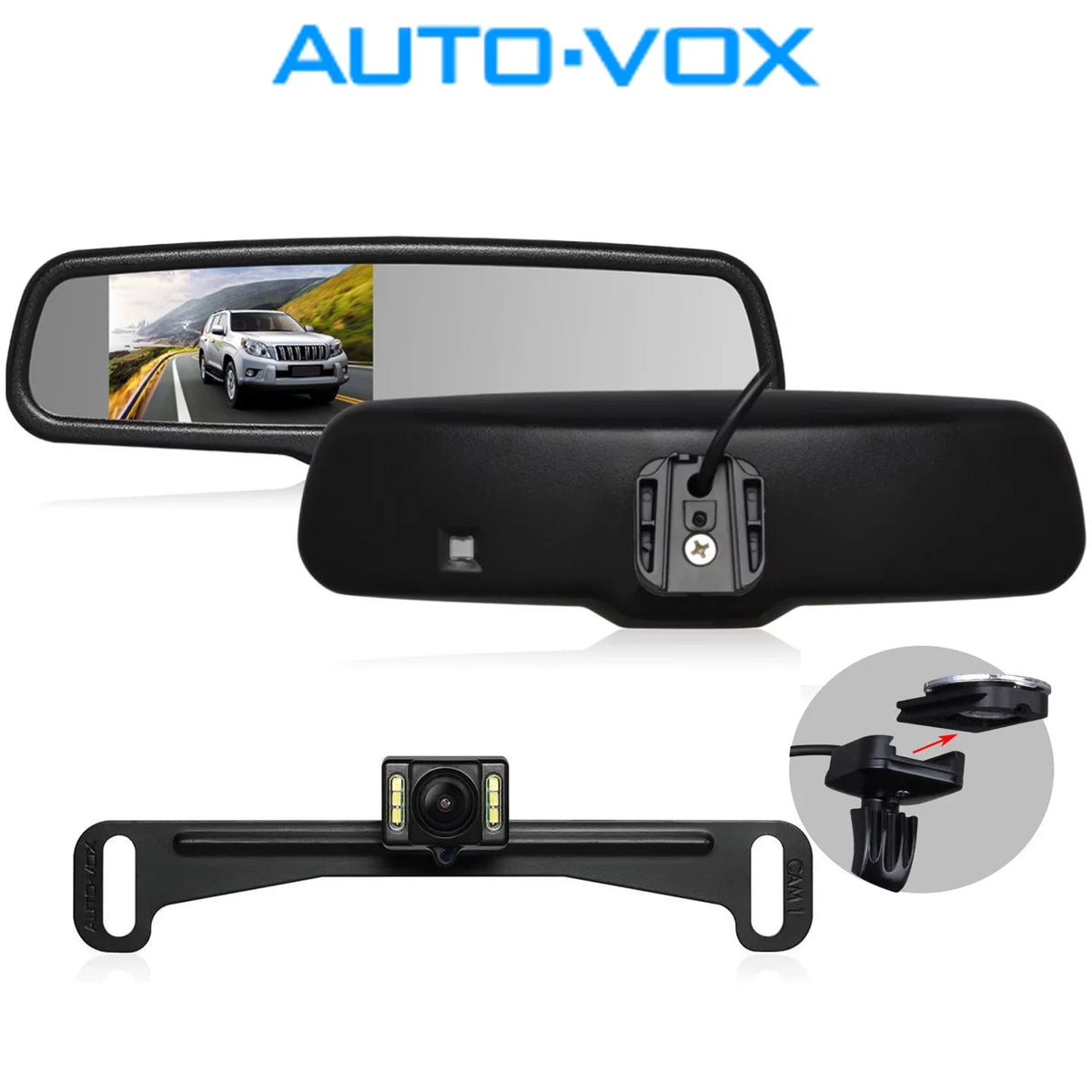 System IP OEM Camera for Back 68 Rear Reversing with Up (T2 Night Back & Monitor AUTO-VOX Camera, View Car ) Vision Mirror Parking 4.3”LCD Up Waterproof