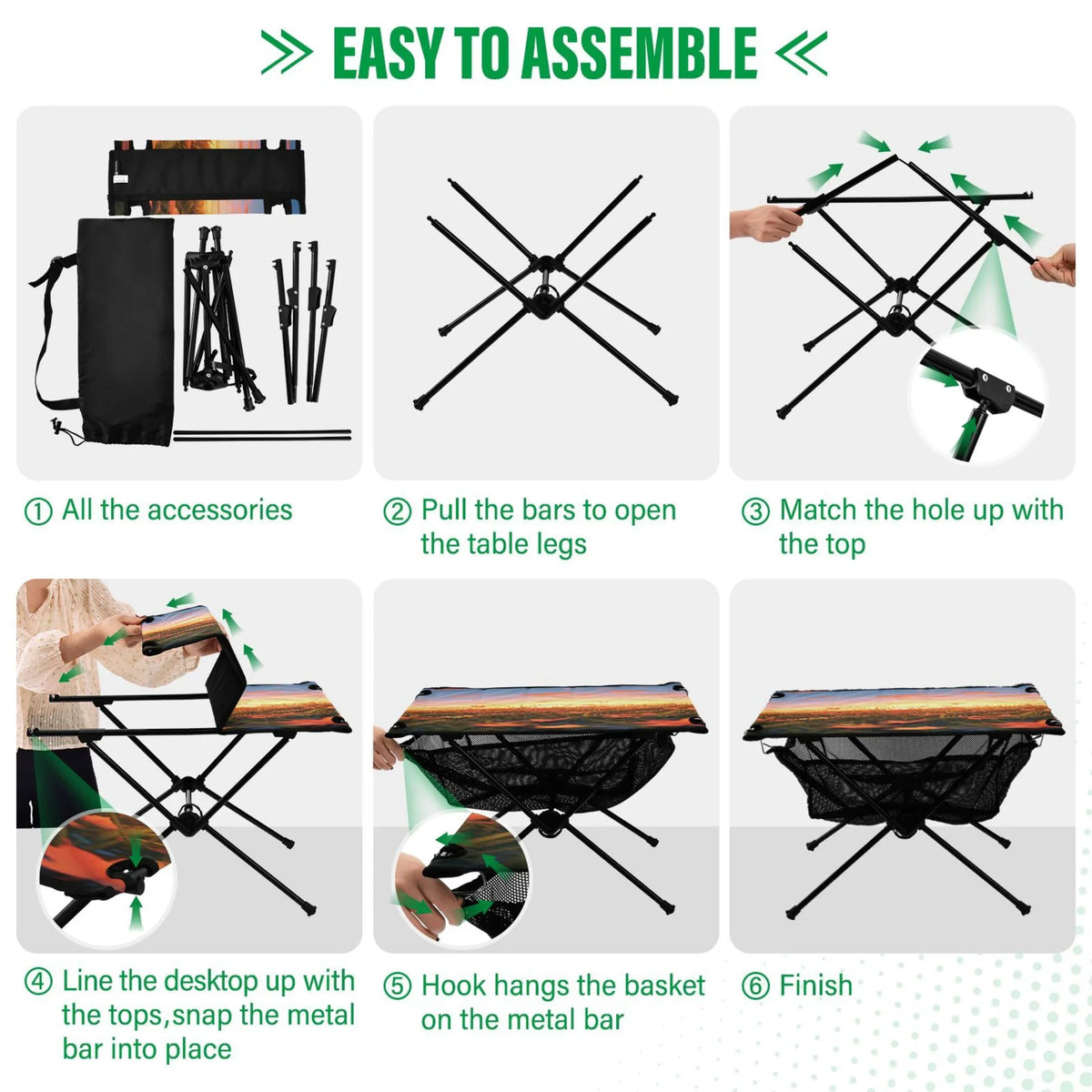 Leaves Picnic Bag with BBQ Storage Folding Compact Travel Portable for Autumn Beach Table Fishing in Camping Table Sunset exterior Table