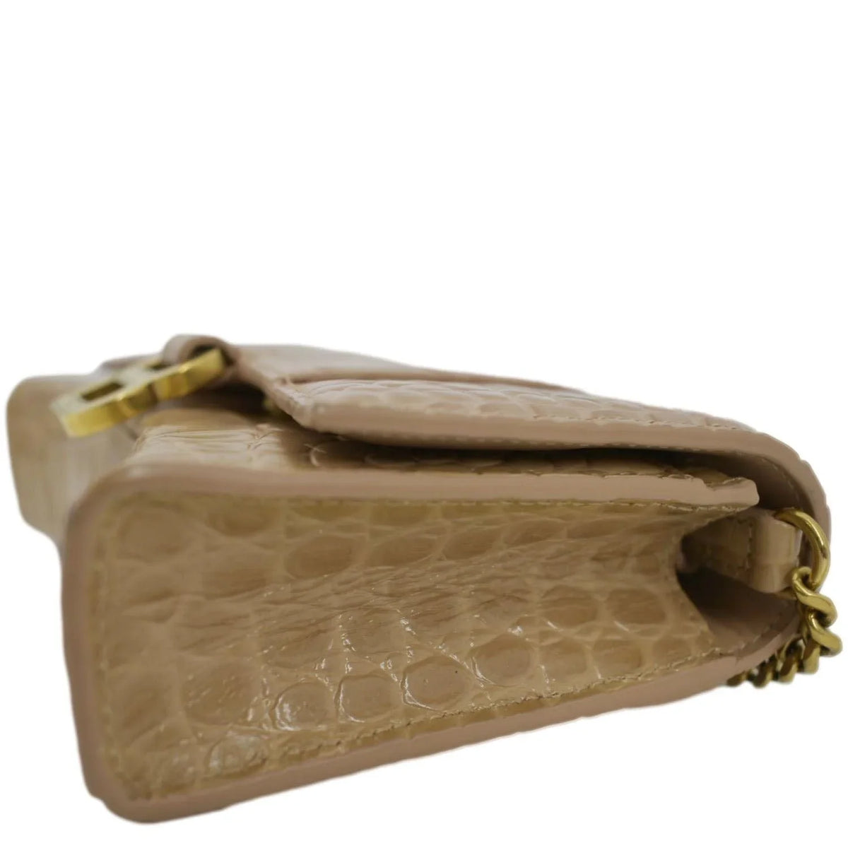 Pre-owned Bag Crocodile BALENCIAGA Hourglass Brown Shoulder Leather Embossed Chain Light