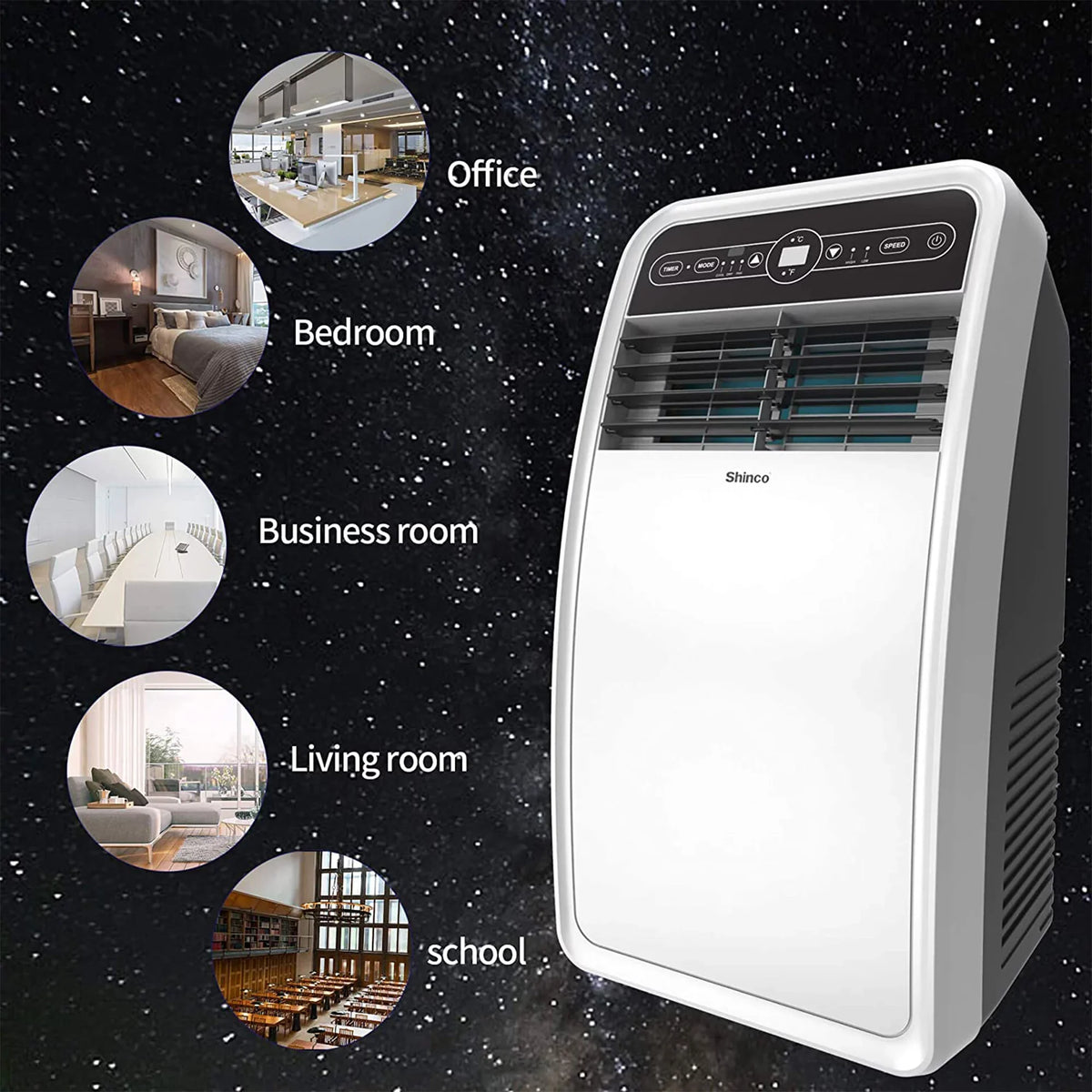 AC Unit, Rooms Fan Shinco for SqFt 200 Dehumidifier, 8,000 BTU and Portable