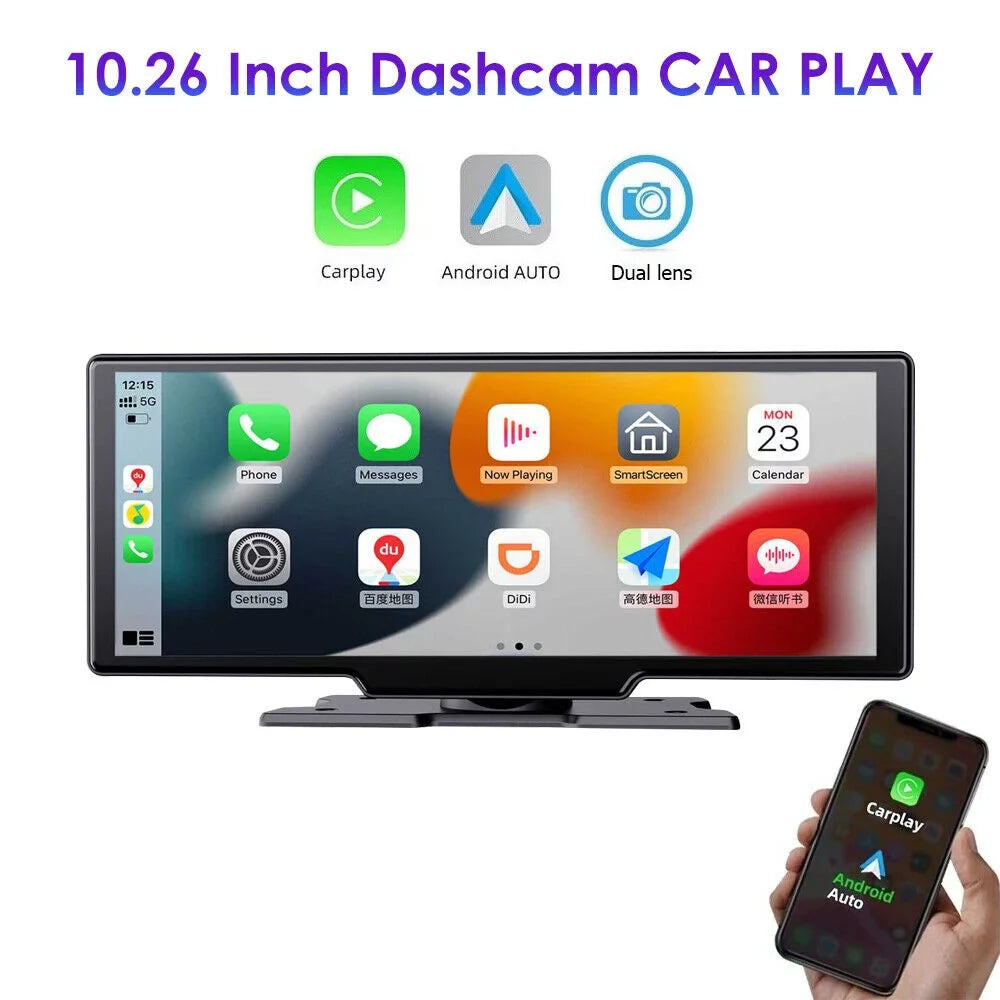 Dash Channel Wifi ". 2K Dual Camera 10.26'' Touch Auto Android DVR Jahy2Tech Wireless Screen Car