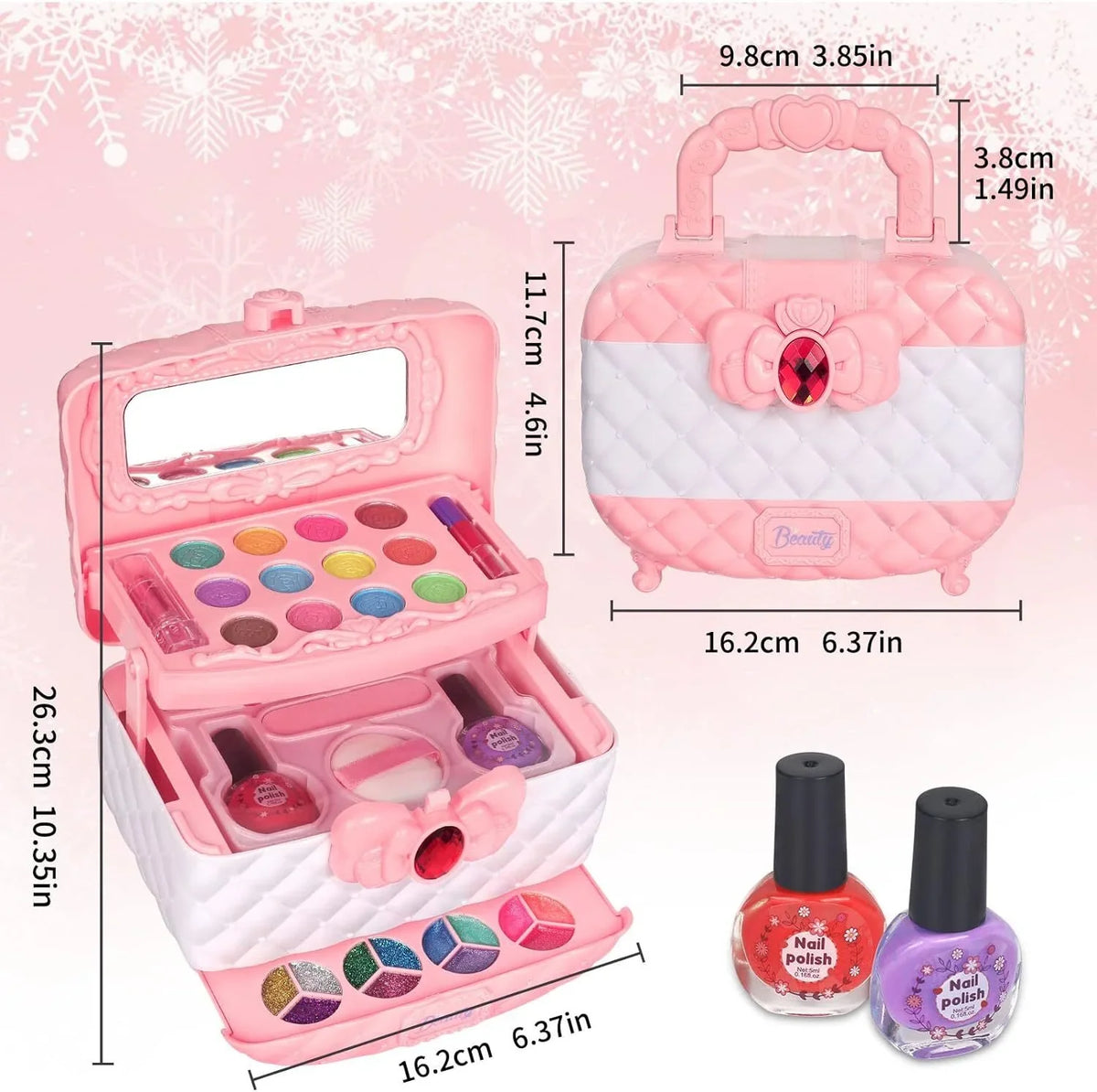 Pink Cosmetic for Set Toddler Real Girls, 24Pcs Safe Kids Birthday 3-12 & Frozen Girls Christmas Makeup Makeup Kids Kit for Non-Toxic Makeup Makeup Set, Gift, Toys Year Washable Olds