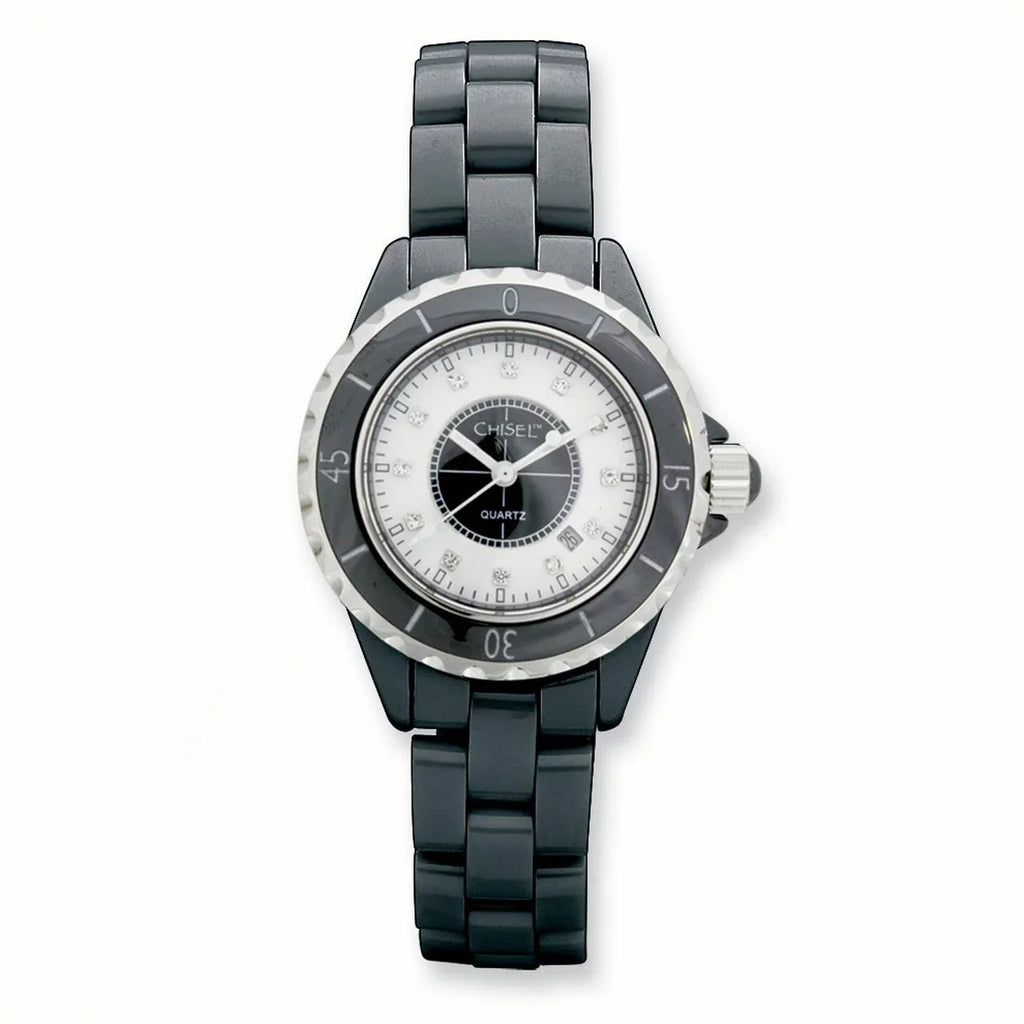 Ceramic/Black Watch Ladies & Dial Black White