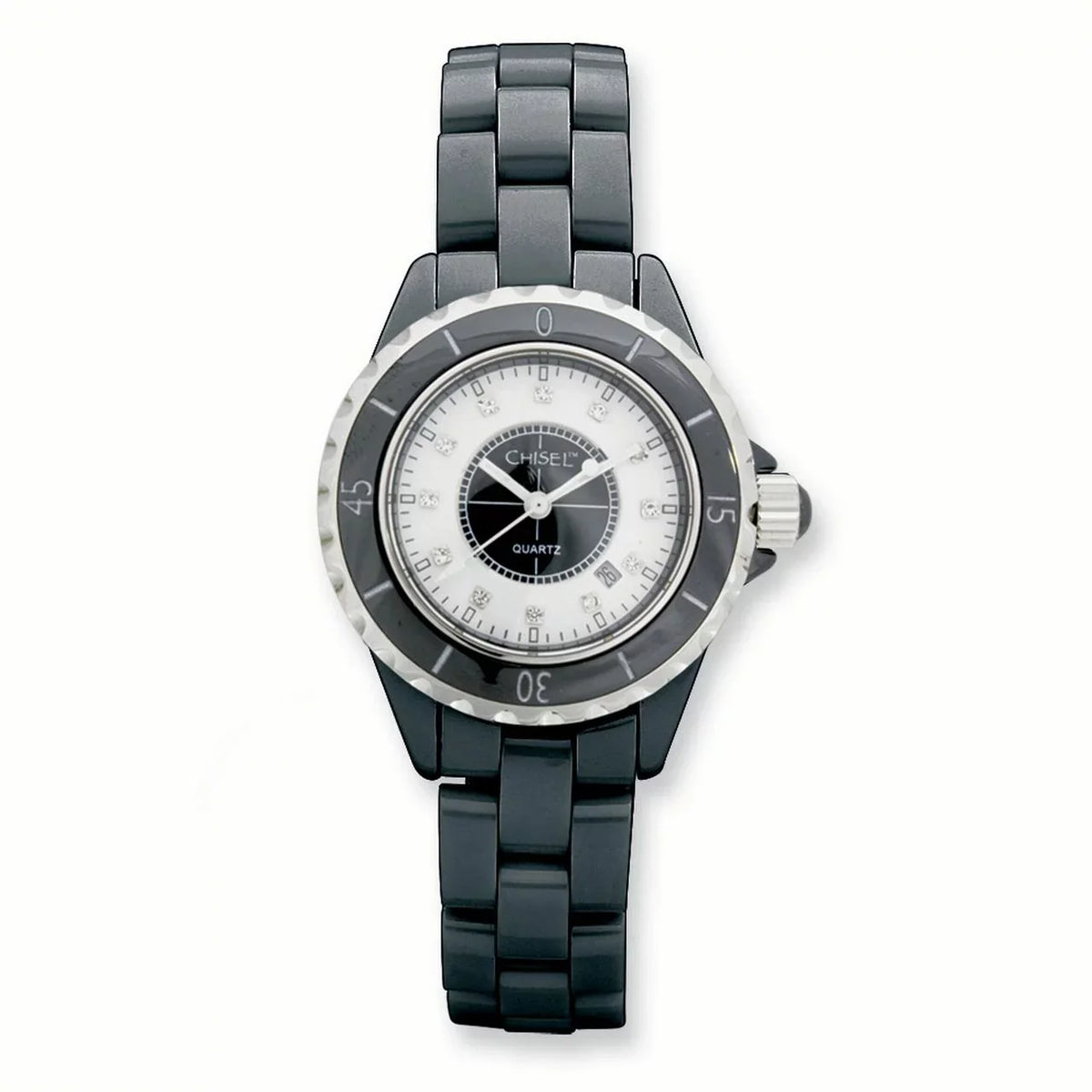Ceramic/Black Watch Ladies & Dial Black White