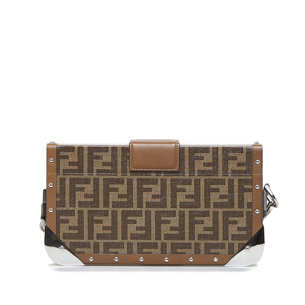 Fendi (Good) Coated Authenticated Zucca Bag Fabric Brown Pre-Owned Canvas Crossbody Unisex Baguette Trunk