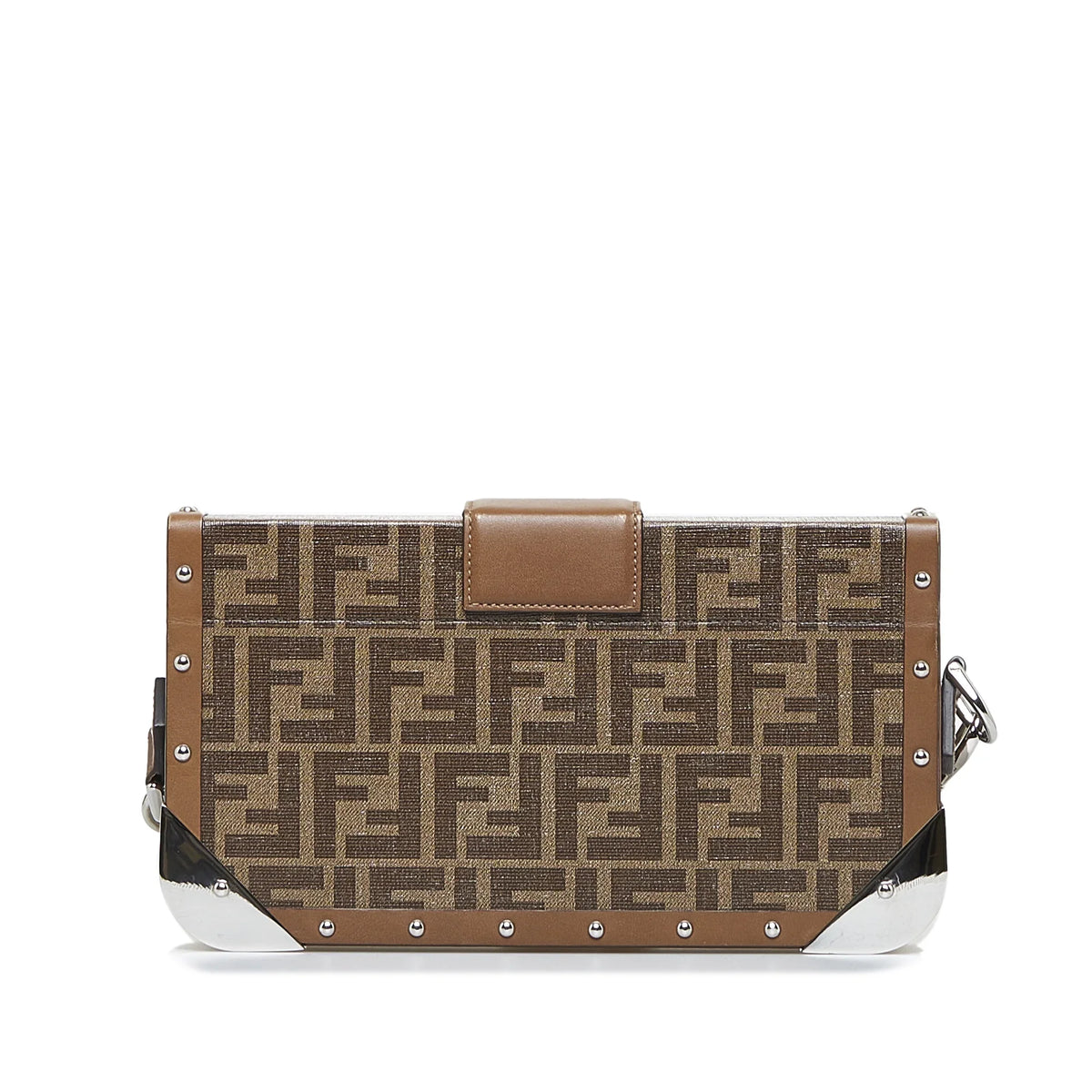Fendi (Good) Coated Authenticated Zucca Bag Fabric Brown Pre-Owned Canvas Crossbody Unisex Baguette Trunk