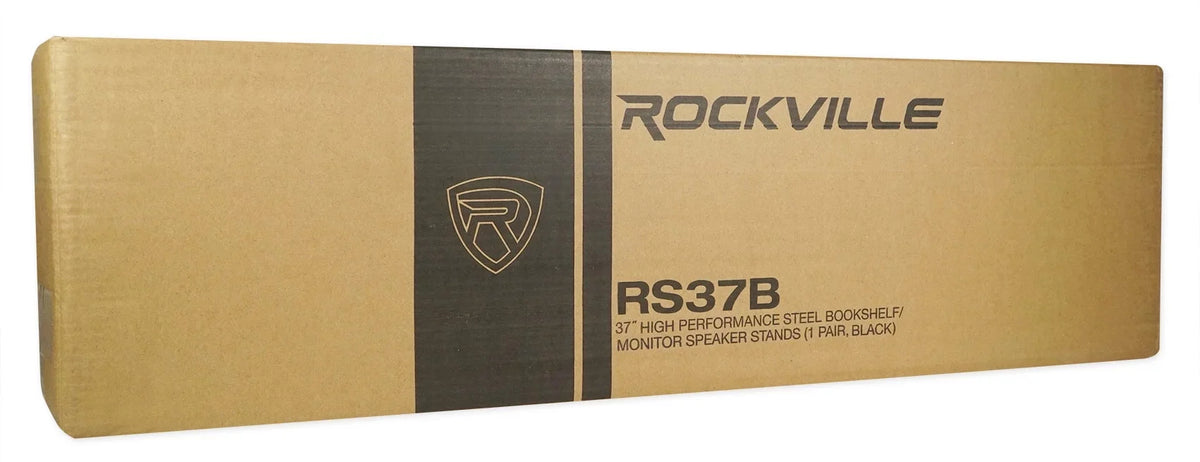 37" Steel Bookshelf / Studio Pair Rockville Monitor RS37B Speaker Stands Black in