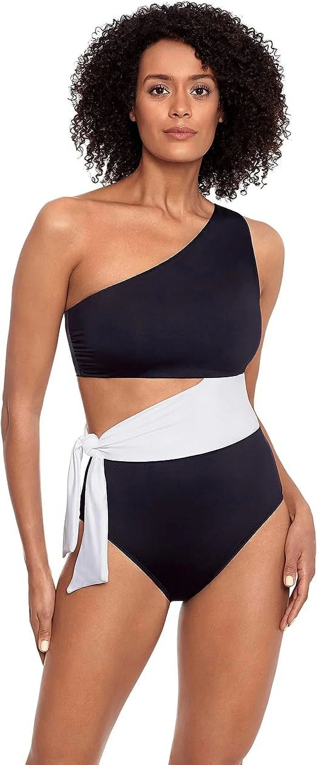 Swimsuit, Cutout One-Piece Lauren Ralph BLACK US 14 One-Shoulder