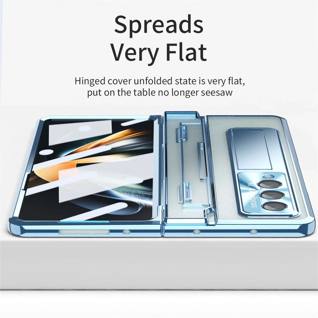 Plating Crystal for Galaxy 5G, Protection Galaxy TECH Shockproof Hard Blue Luxury CIRCLE Transparent 3 PC Case Z Cover Z 3 Ultra-Thin Clear Anti-Scratch Fold Case, Fold Kickstand Perfect